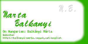 marta balkanyi business card
