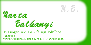 marta balkanyi business card